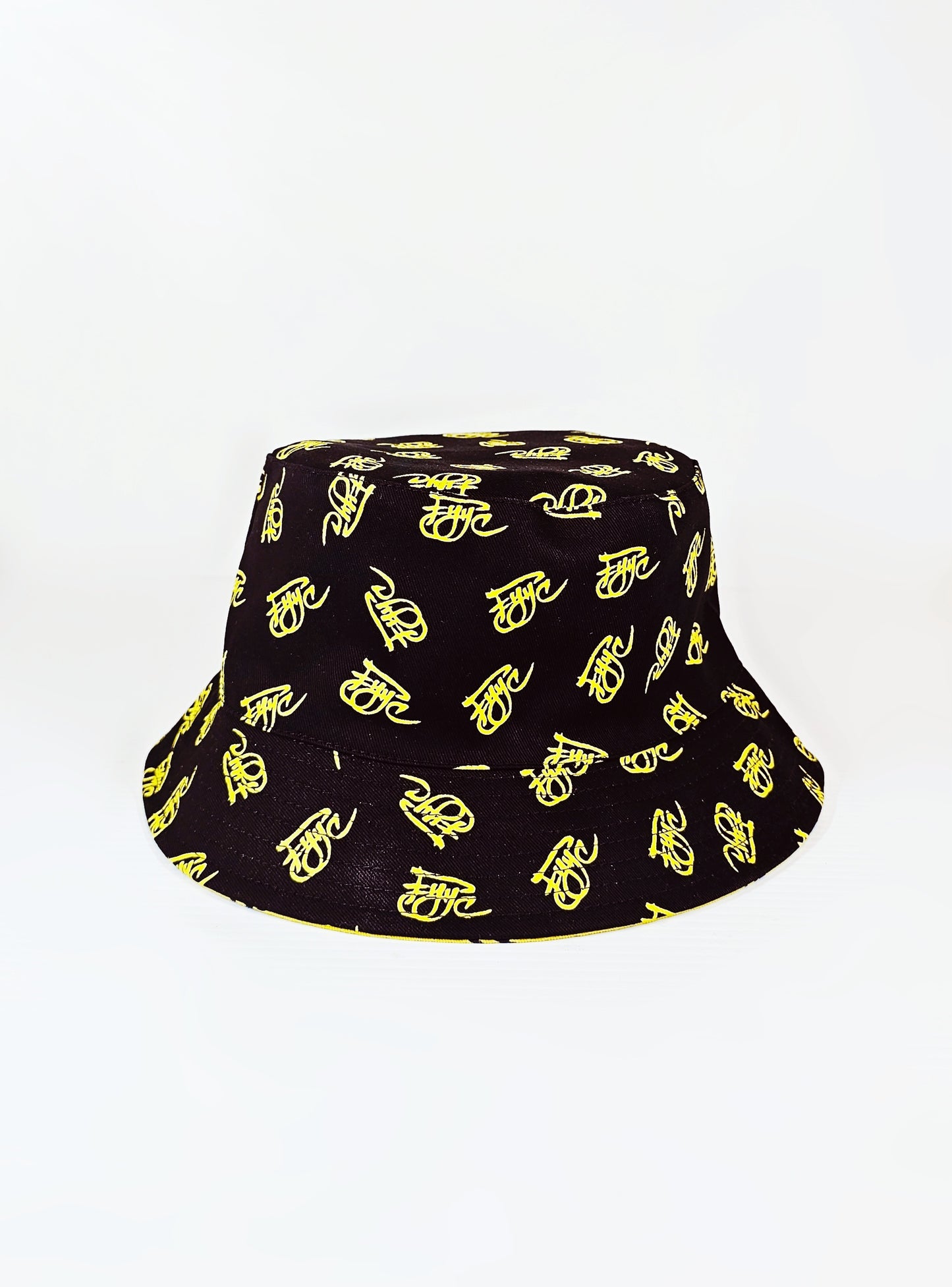 YELLOW AND BLACK MINI LOGO BUCKET HAT
