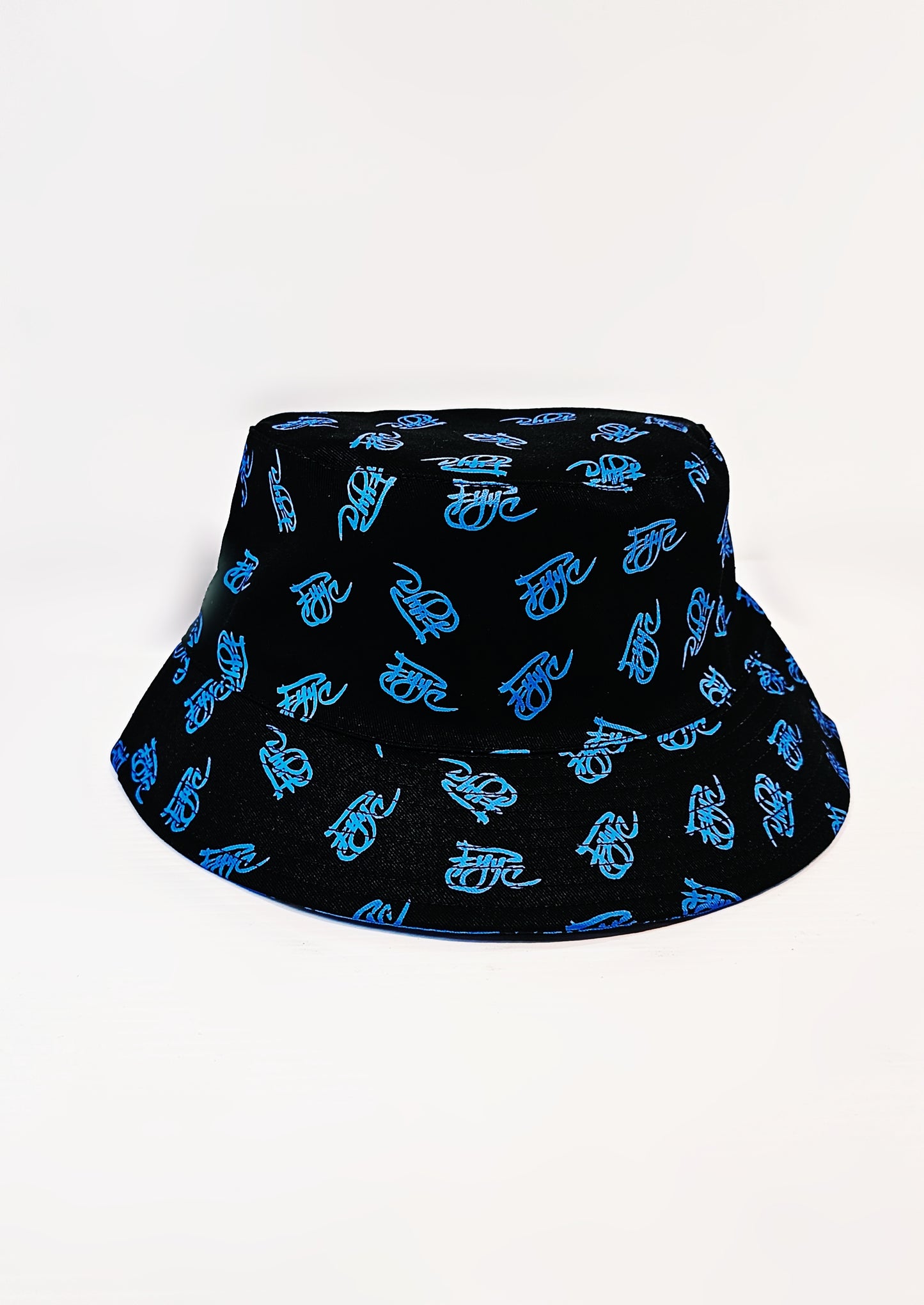 BLUE AND BLACK MINI LOGO BUCKET HAT