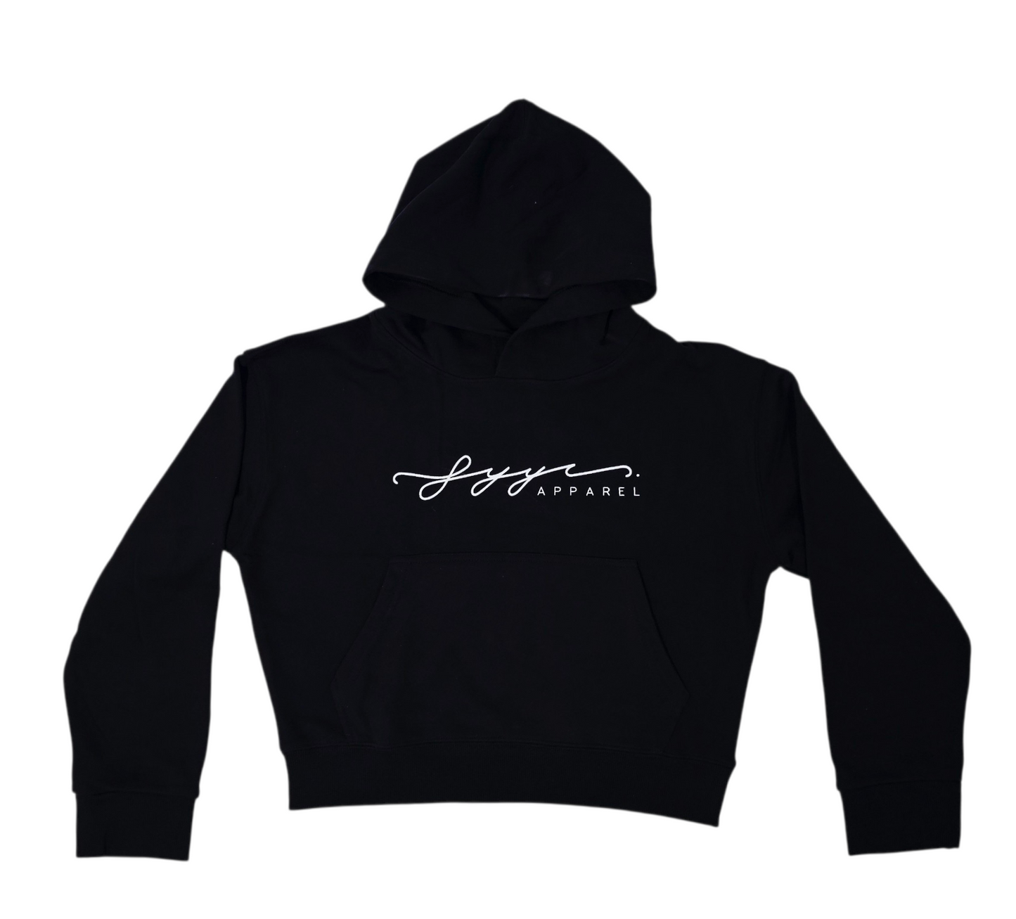 BLACK AND WHITE CROPPED HOODIE