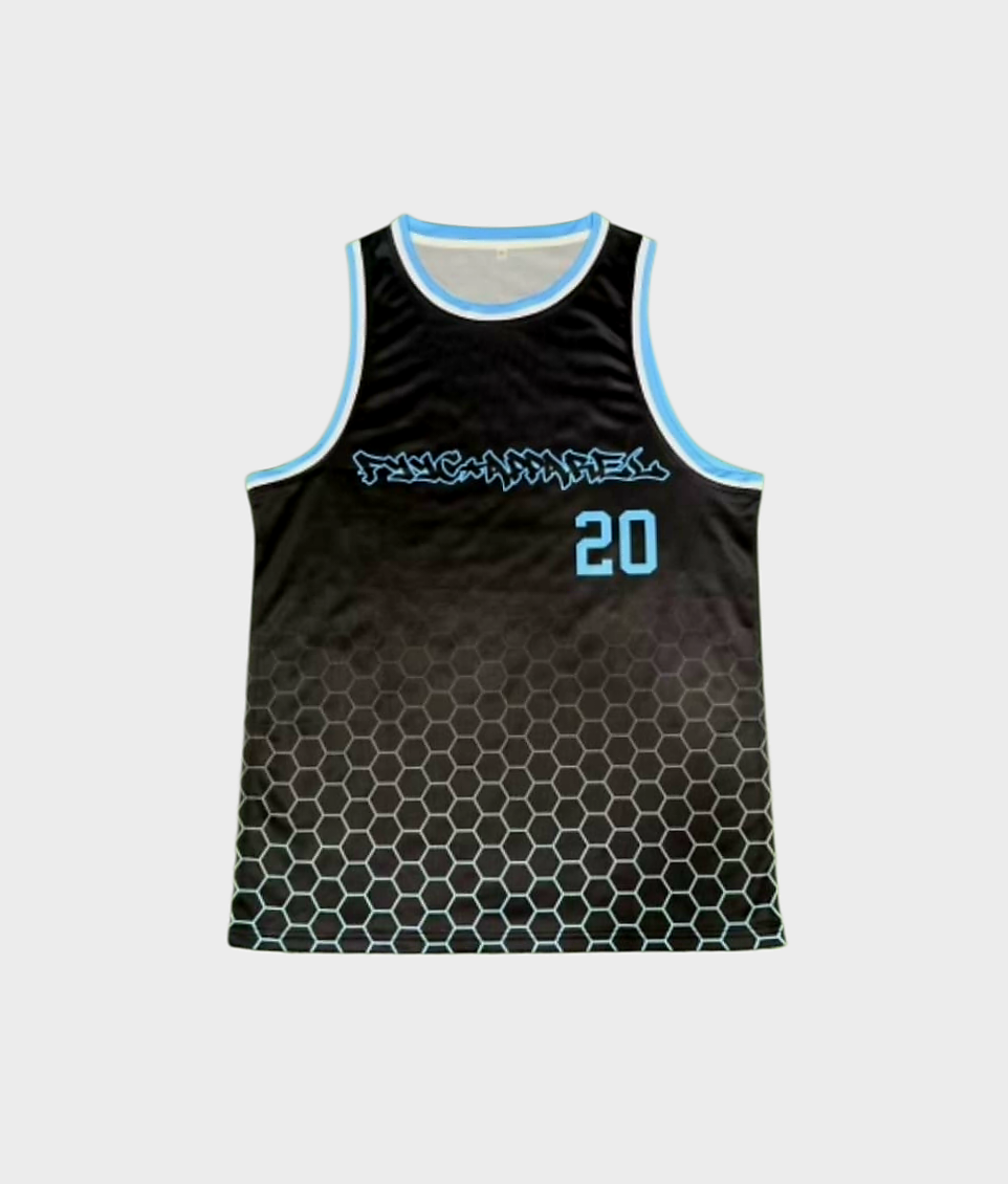 BLUE AND BLACK BASKETBALL SINGLET