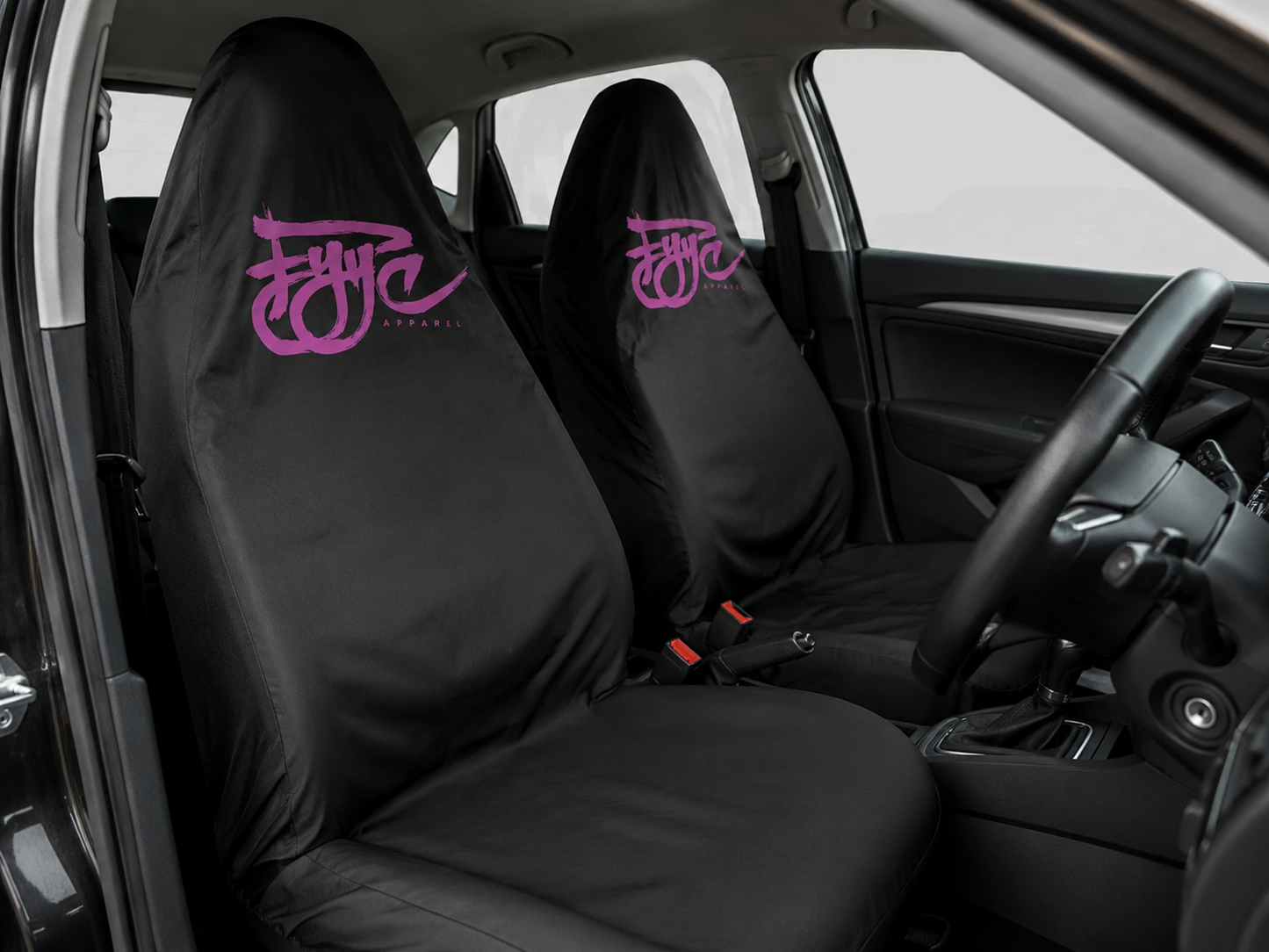 BLACK WITH PINK LOGO SEAT COVER SET