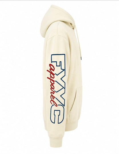 CREAM WITH BLUE SKUTTET LOGO HOODIE
