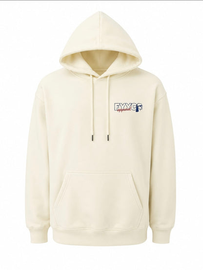 CREAM WITH BLUE SKUTTET LOGO HOODIE