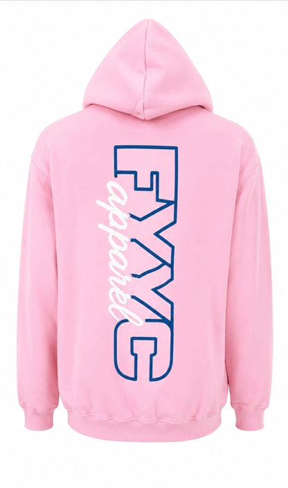 PINK WITH BLUE SKULLET LOGO HOODIE