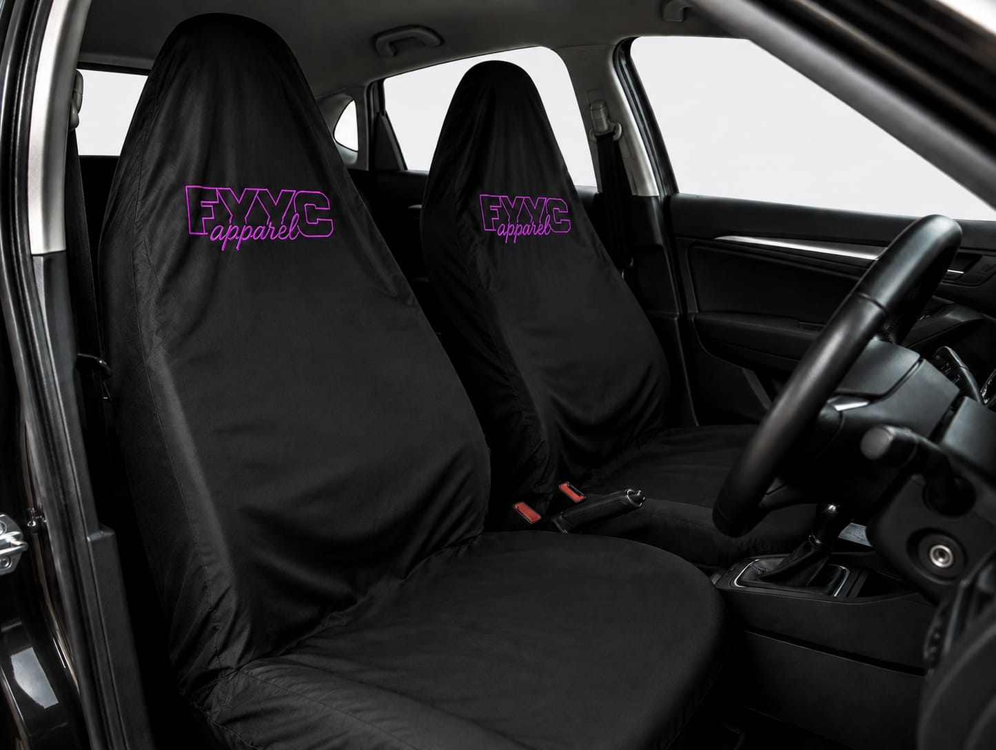BLACK WITH PINK LOGO SEAT COVER SET