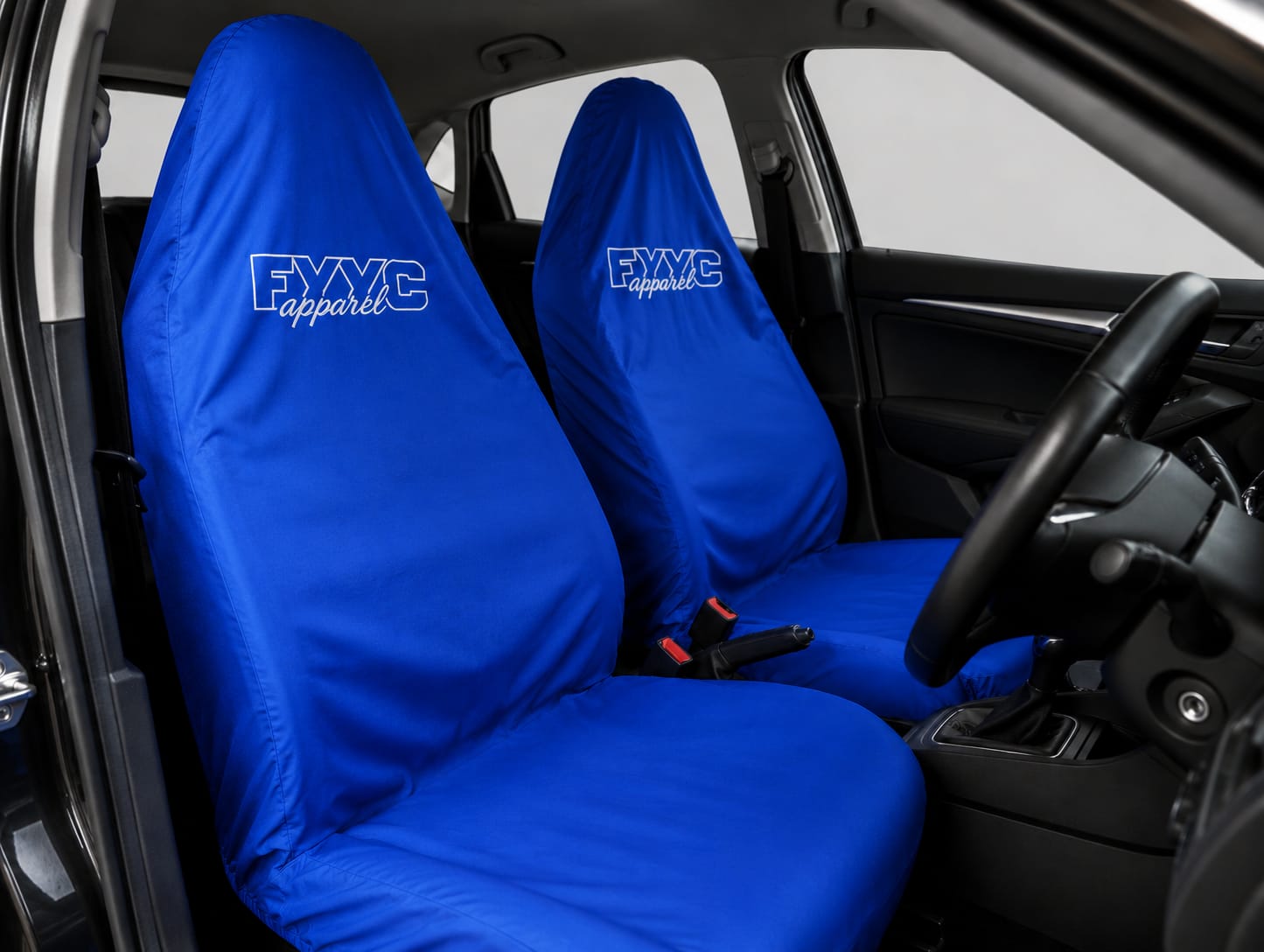 BLUE WITH WHITE LOGO SEAT COVER SET
