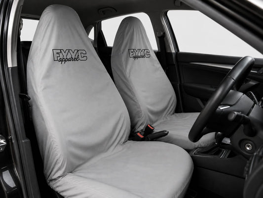 GREY WITH BLACK LOGO SEAT COVER SET