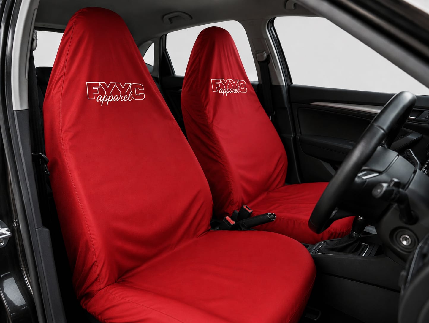 RED WITH WHITE LOGO SEAT COVER SET