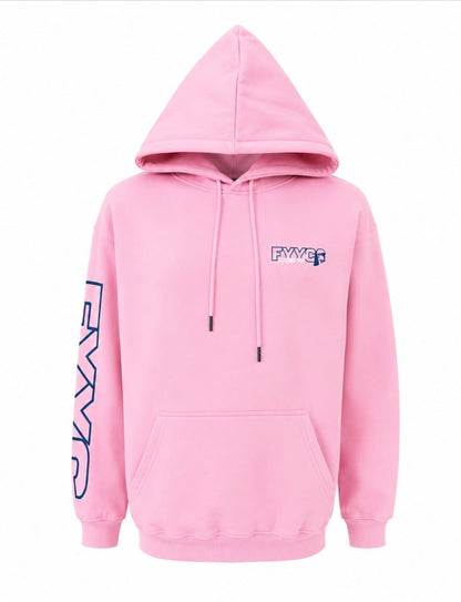 PINK WITH BLUE SKULLET LOGO HOODIE