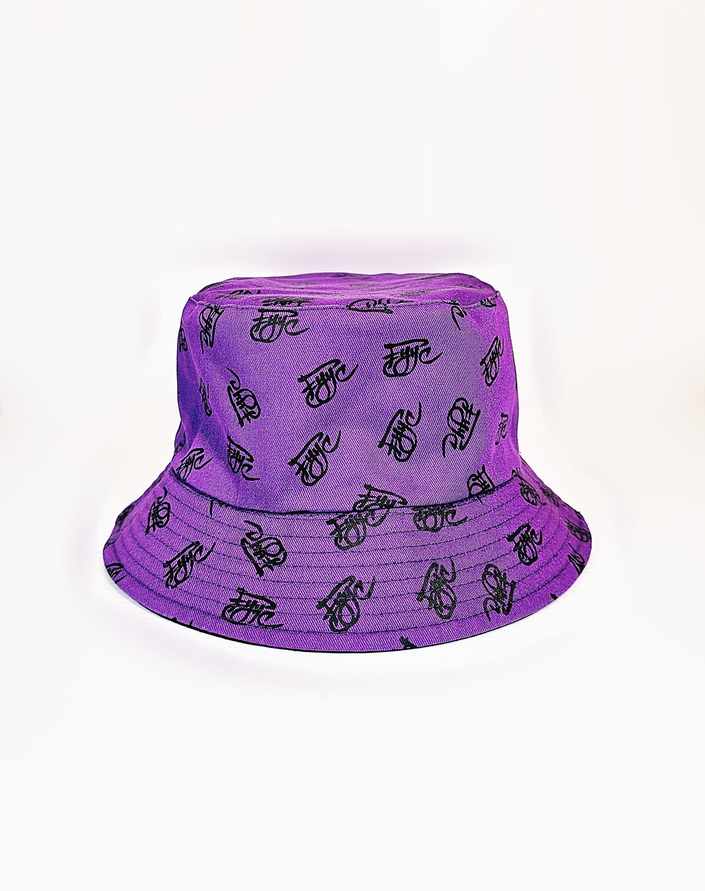 PURPLE AND BLACK MINI LOGO BUCKET HAT