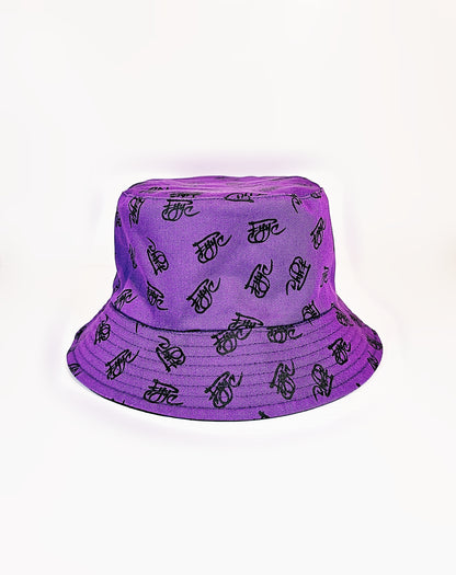 PURPLE AND BLACK MINI LOGO BUCKET HAT