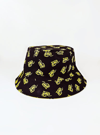 YELLOW AND BLACK MINI LOGO BUCKET HAT