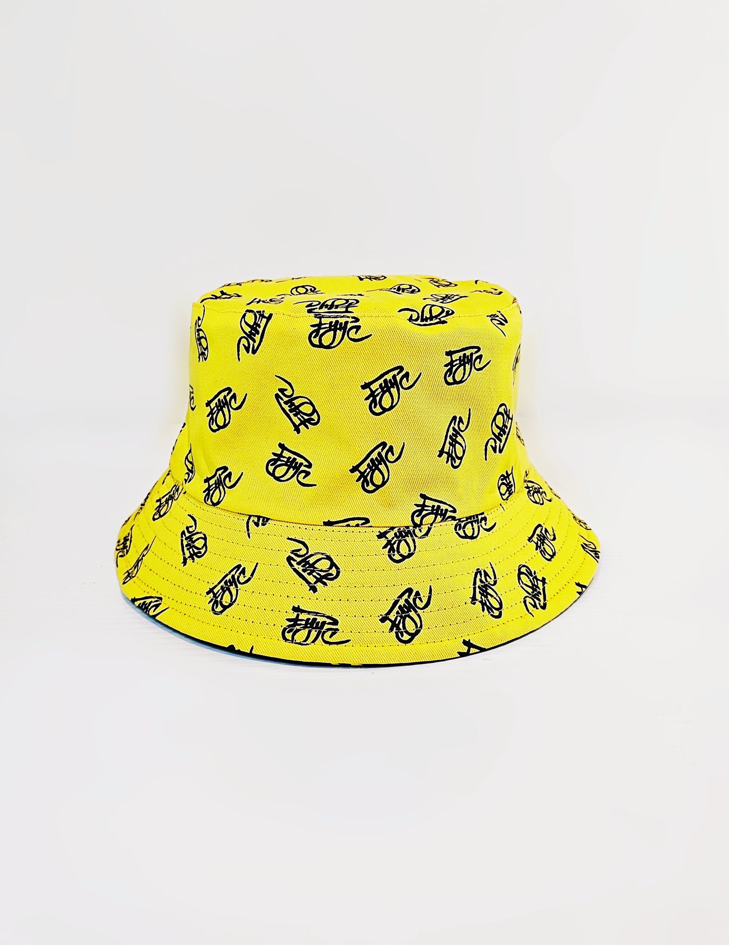 YELLOW AND BLACK MINI LOGO BUCKET HAT