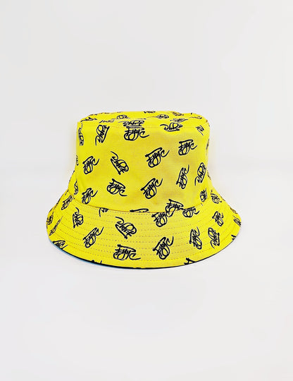 YELLOW AND BLACK MINI LOGO BUCKET HAT