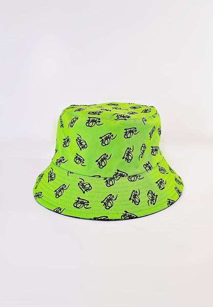 GREEN AND BLACK MINI LOGO BUCKET HAT