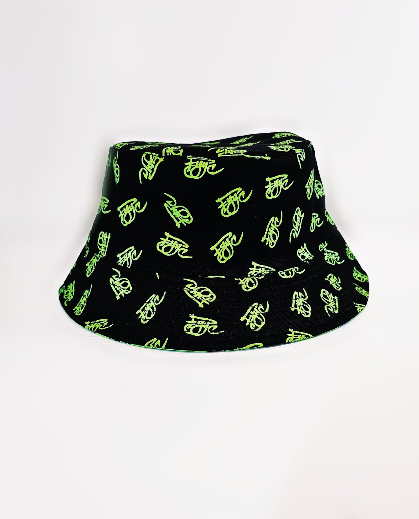 GREEN AND BLACK MINI LOGO BUCKET HAT
