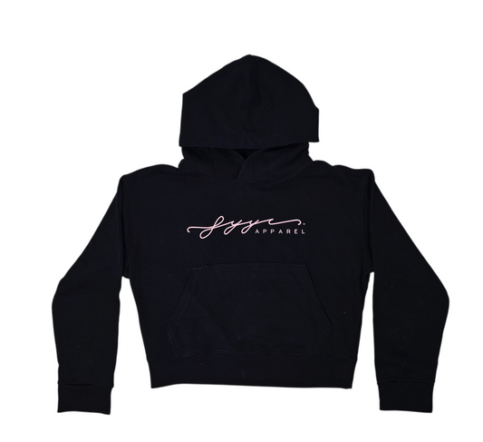 BLACK AND PINK CROPPED HOODIE