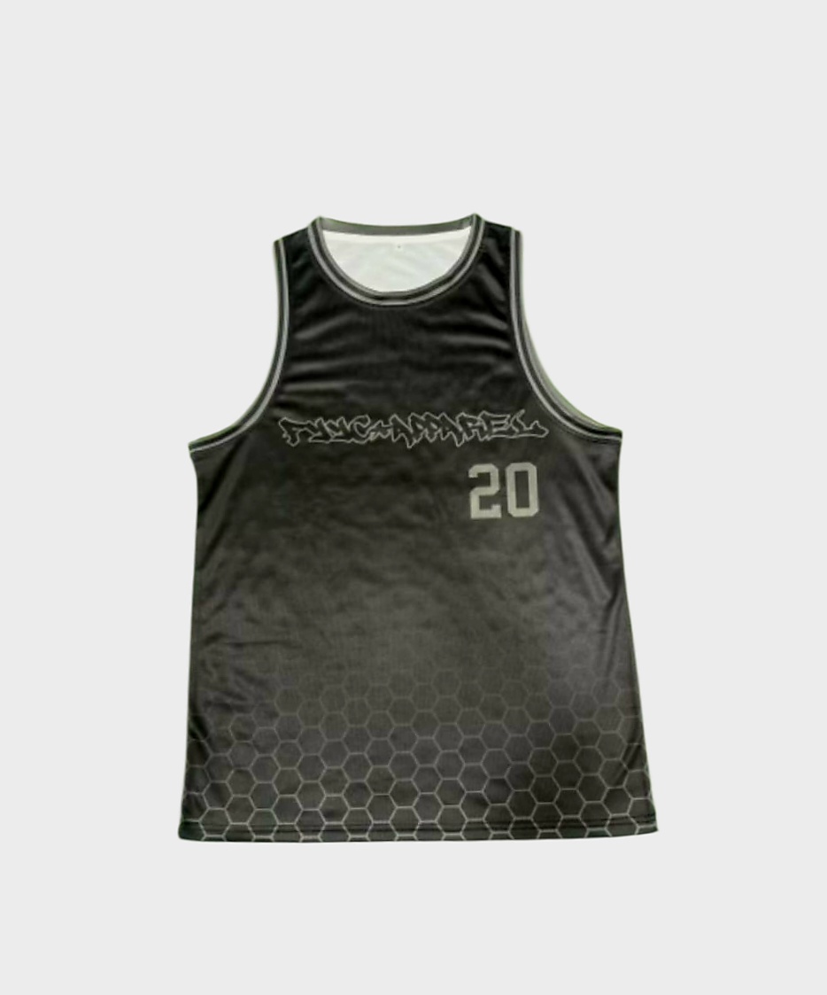 BLACK AND GREY BASKETBALL SINGLET