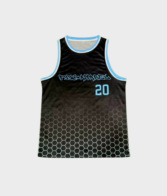 BLUE AND BLACK BASKETBALL SINGLET