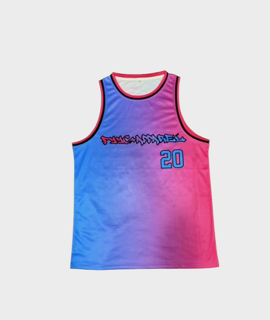 PINK AND BLUE BASKETBALL SINGLET