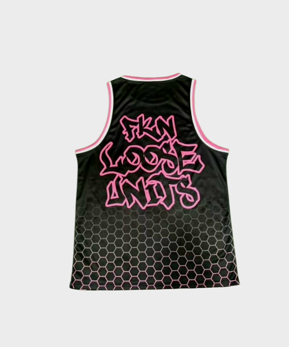BLACK AND PINK BASKETBALL SINGLET