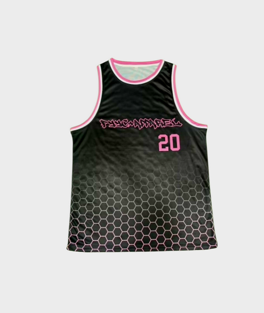 BLACK AND PINK BASKETBALL SINGLET