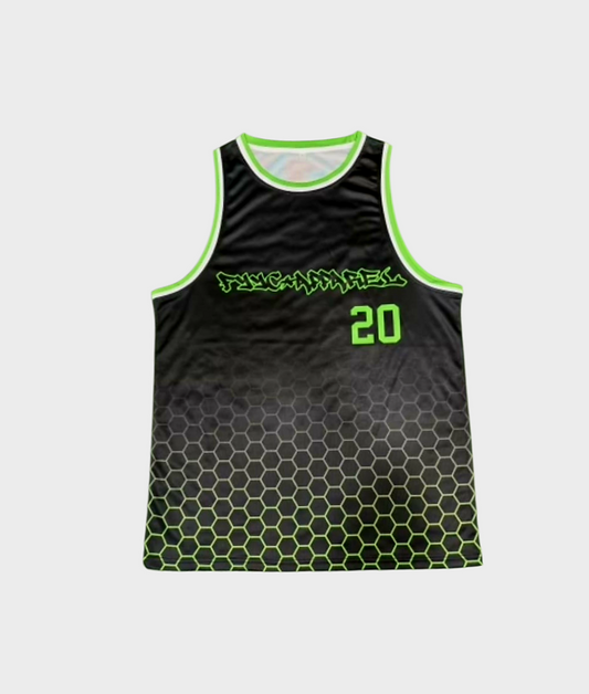 BLACK AND GREEN BASKETBALL SINGLET