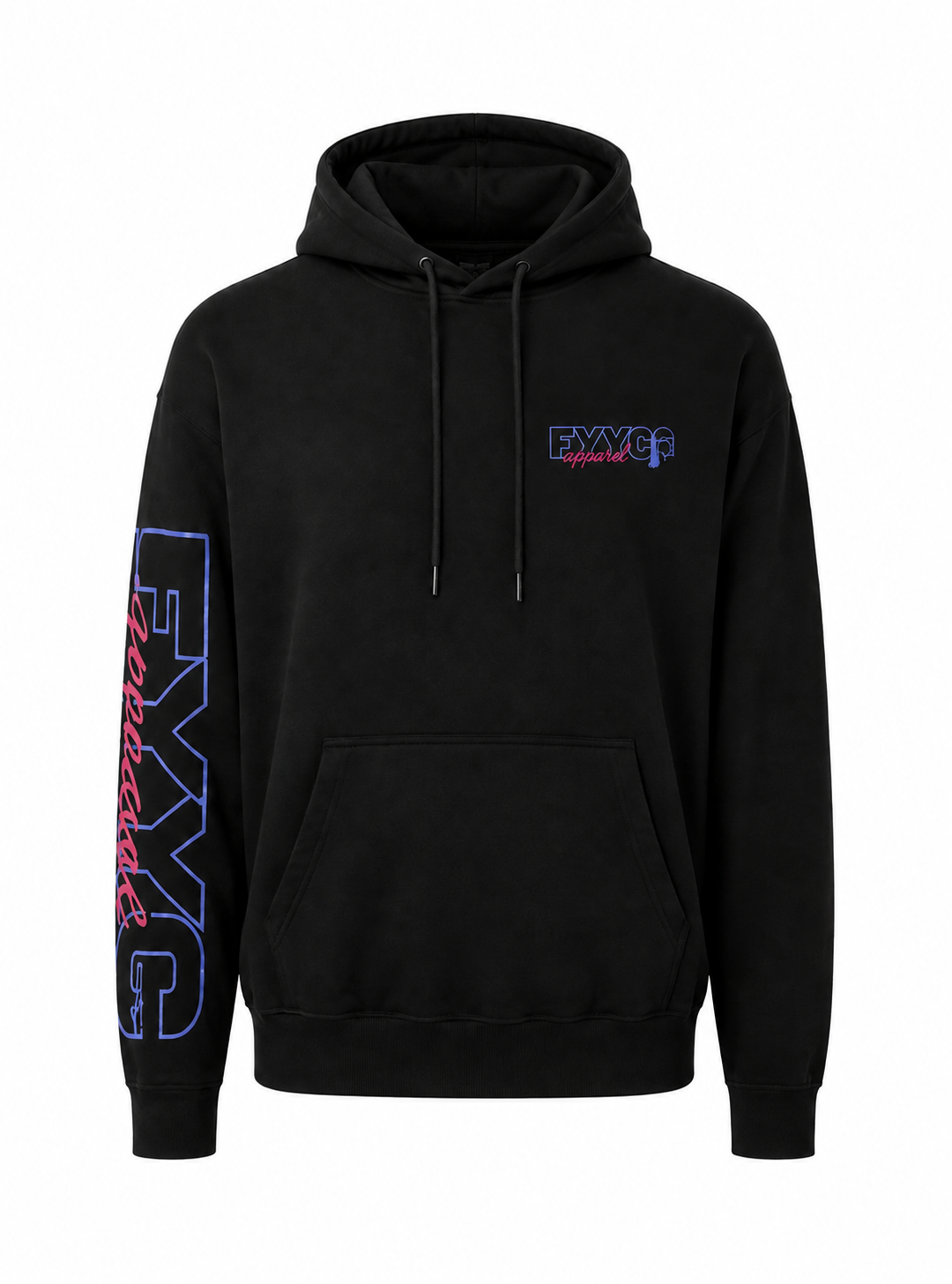 BLACK WITH BLUE SKULLET LOGO HOODIE