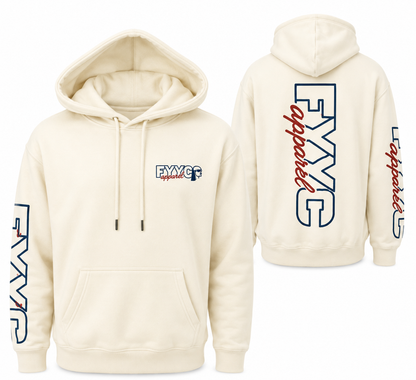 CREAM WITH BLUE SKUTTET LOGO HOODIE