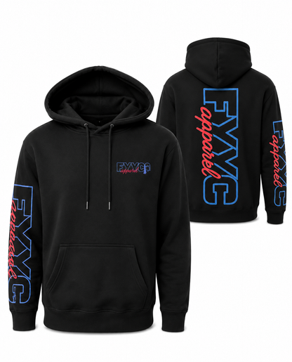 BLACK WITH BLUE SKULLET LOGO HOODIE