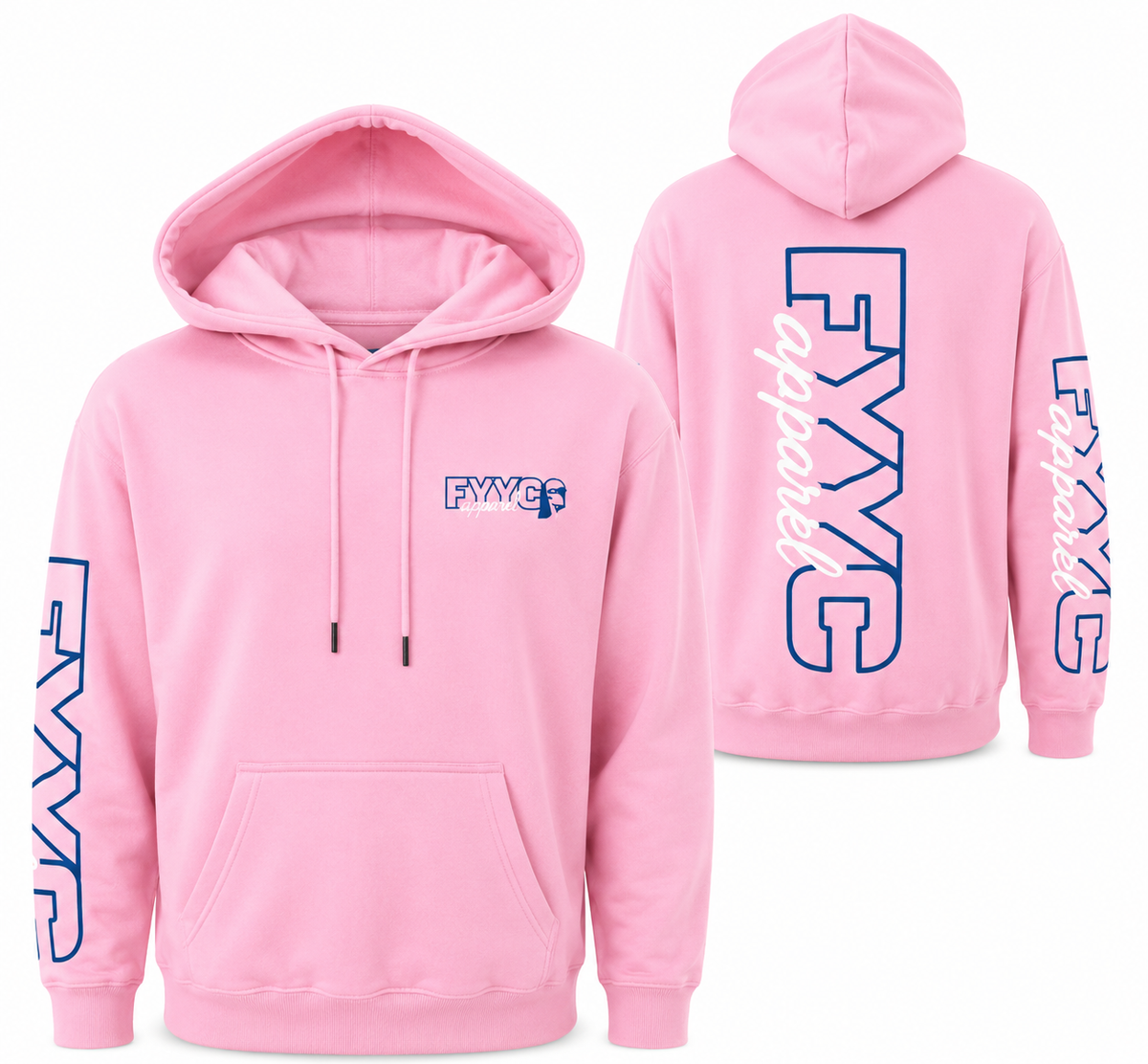 PINK WITH BLUE SKULLET LOGO HOODIE